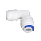 Conector cotovelo, engate rápido 1/4" x rosca 1/4", plástico, branco